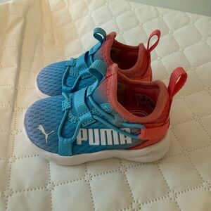PUMA Kids Blue and Pink Shoes